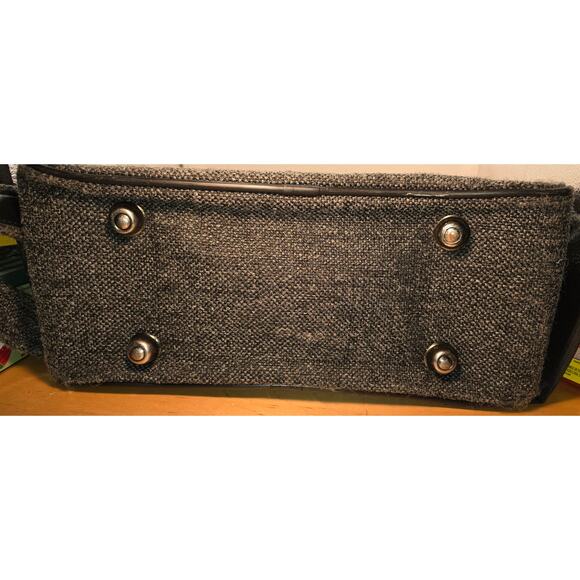 Vintage PIERRE CARDIN Gray Black Tweed Carry On Shoulder Bag with Strap Unisex - Picture 8 of 13